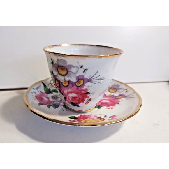 Royal Stafford England Tea Cup & Saucer set #1841 Floral Bouquet - Picture 7 of 16